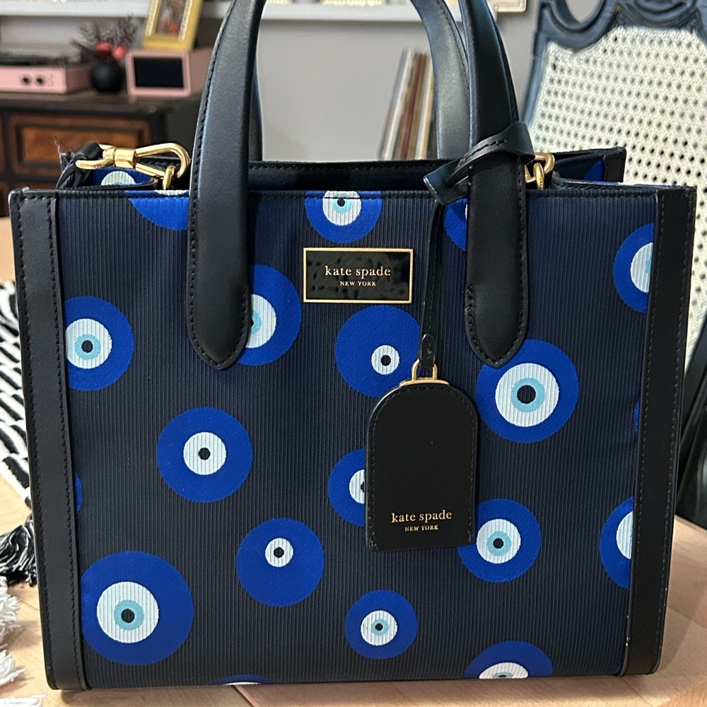 Kate Spade New York Navy Blue Evil Eye Tote